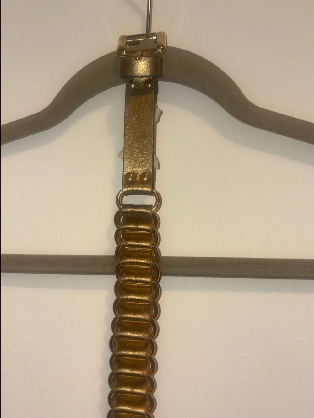 Vintage Genuine Italian Leather Metallic Gold Braided Belt